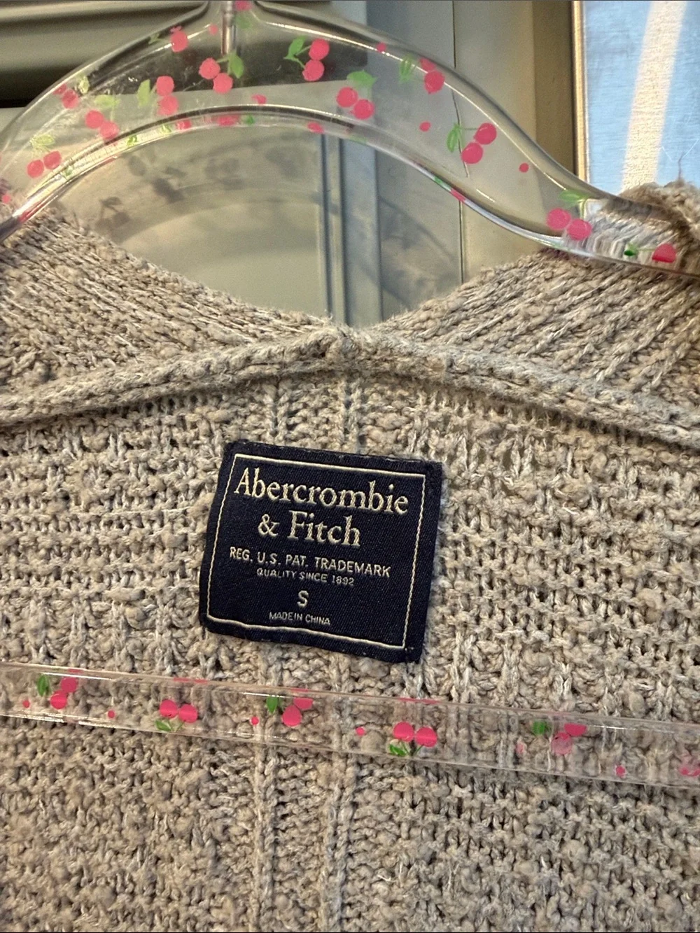 Abercrombie & Fitch Gray Open-Front Textured Knit Cardigan Small